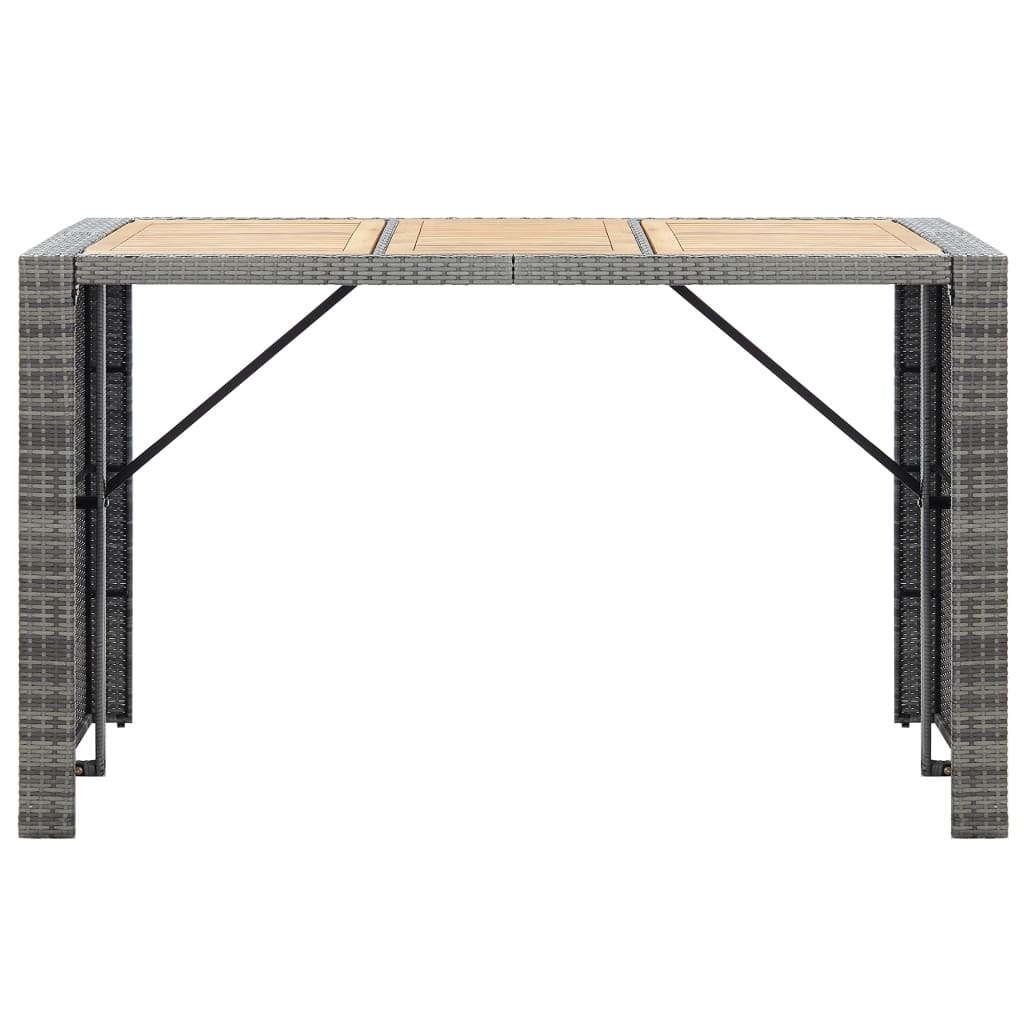 7 pcs conjunto bar exterior com almofadões vime PE cinzento