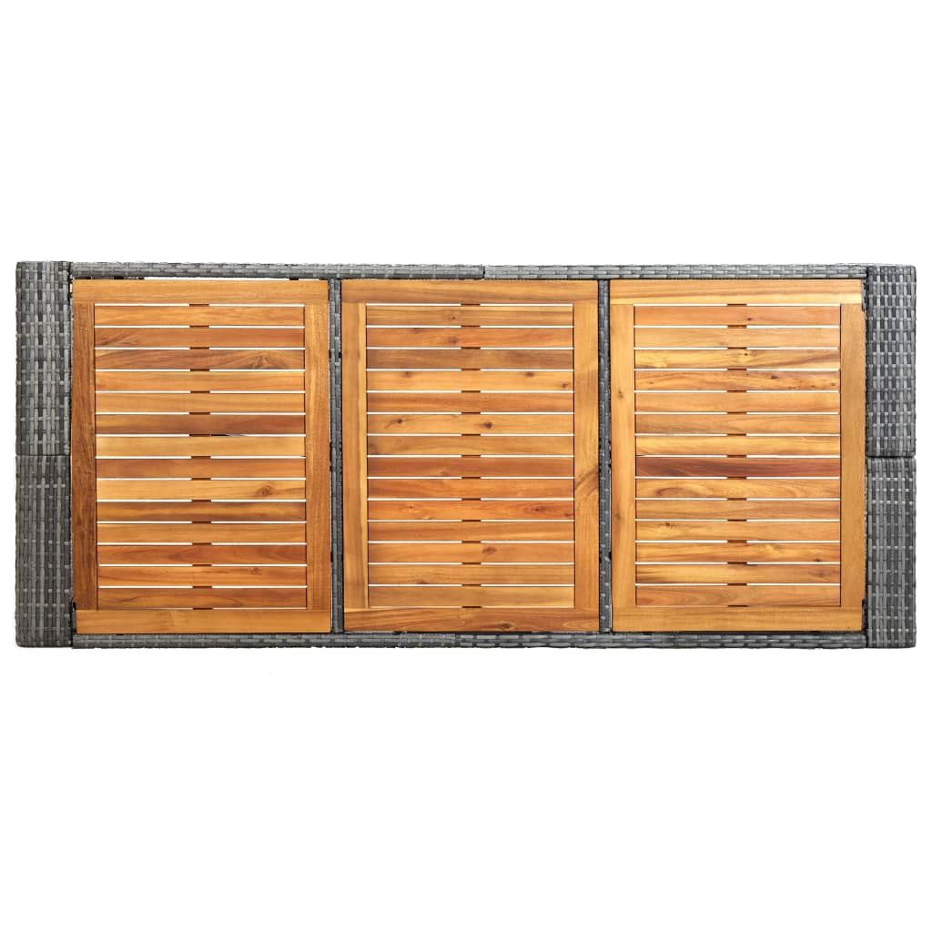 7 pcs conjunto bar exterior com almofadões vime PE cinzento