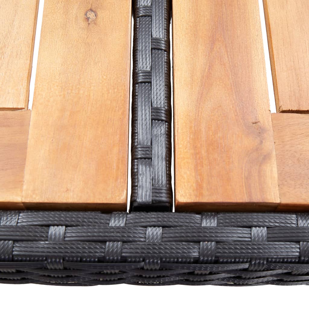 5 pcs conjunto de bar jardim vime PE e madeira acácia preto