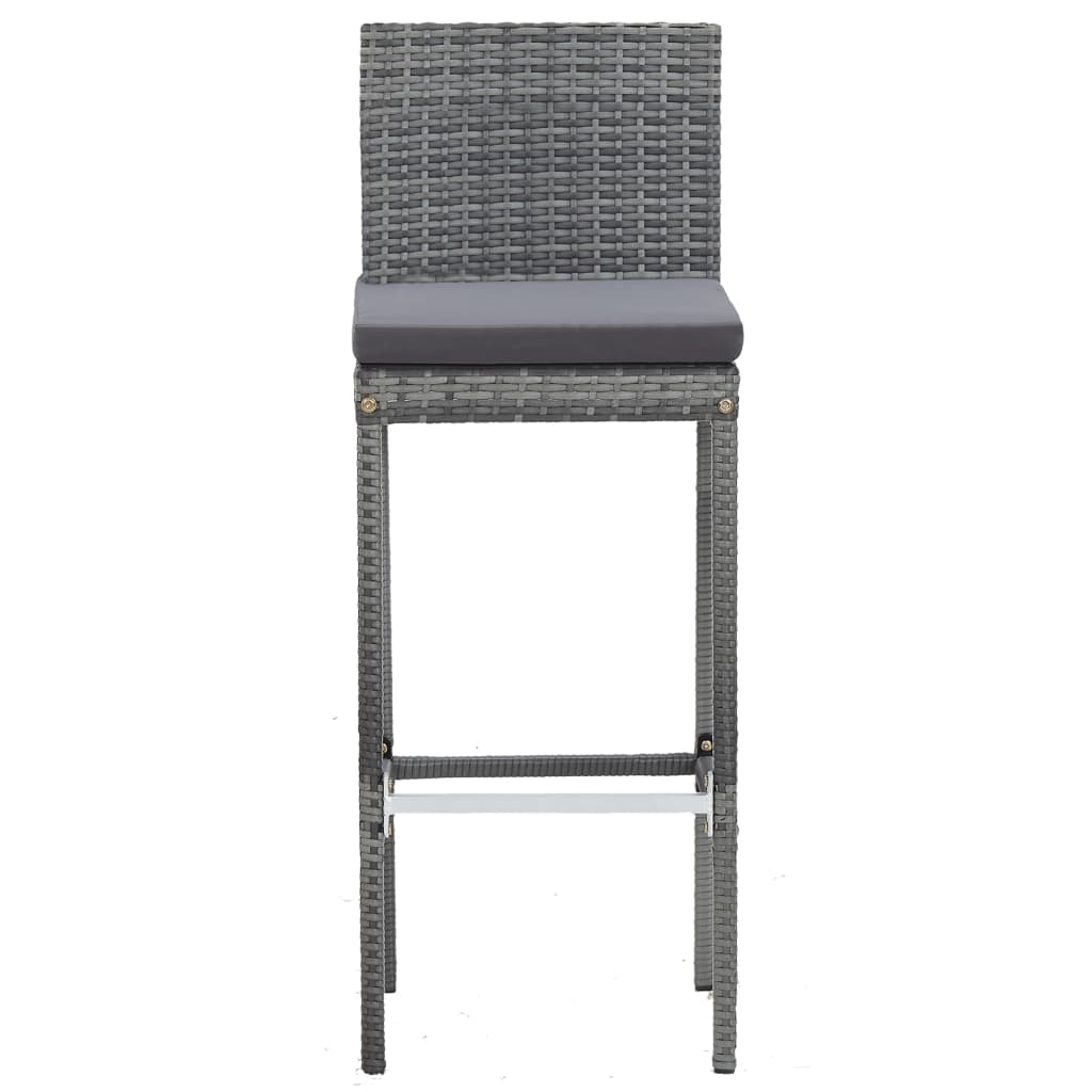 5 pcs conjunto bar p/ exterior vime PE madeira acácia cinzento