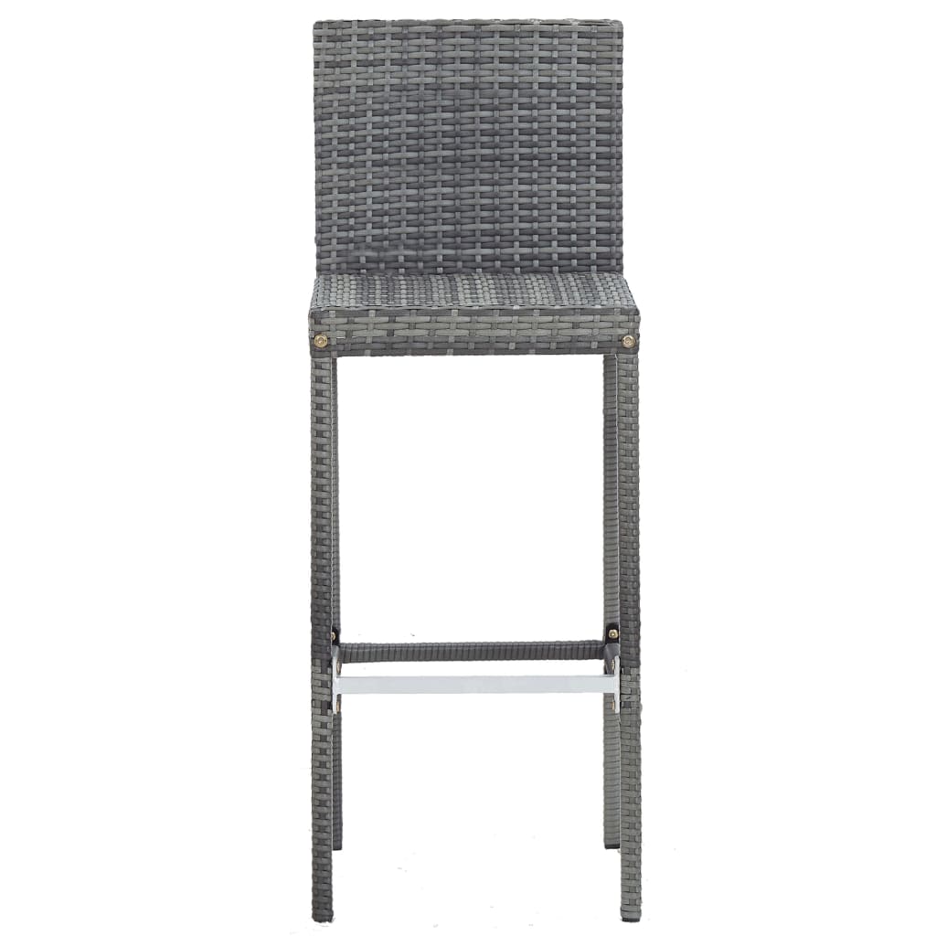 5 pcs conjunto bar p/ exterior vime PE madeira acácia cinzento