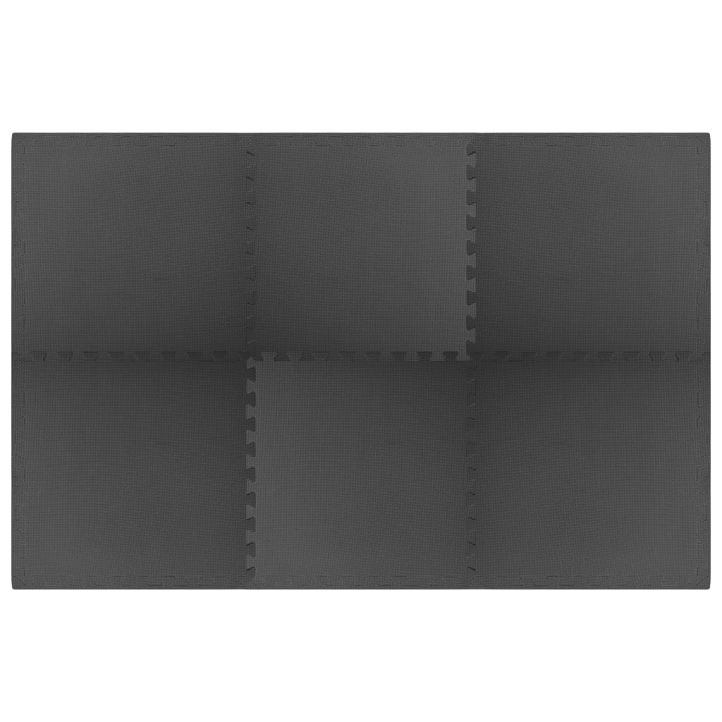 Tapetes de chão 6 pcs 2,16 ㎡ espuma de EVA preto