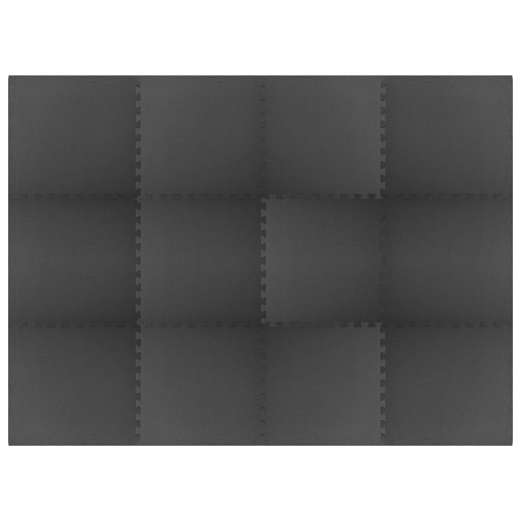 Tapetes de chão 12 pcs 4,32 ㎡ espuma de EVA preto