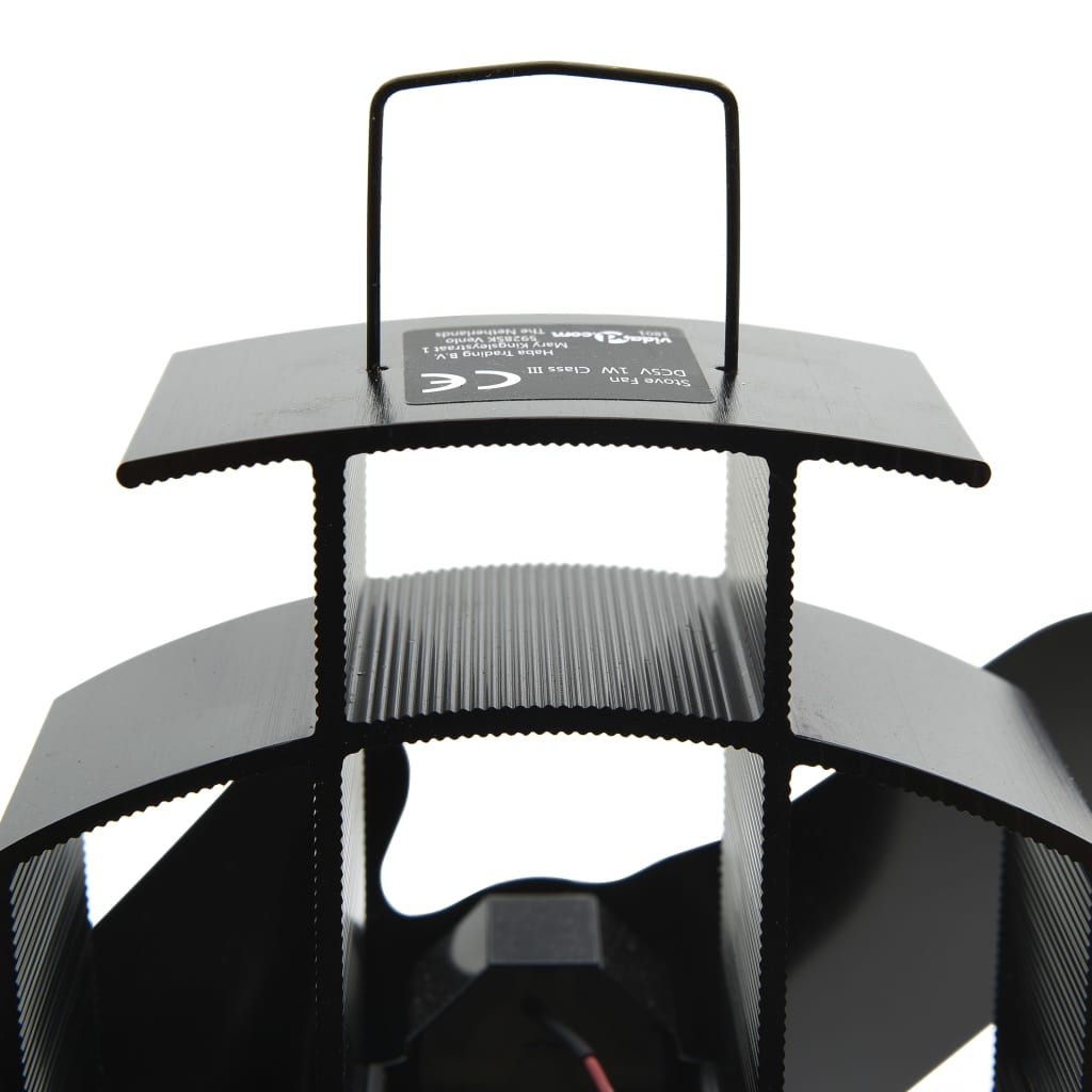 Ventilador de fogão alimentado a calor 2 lâminas preto