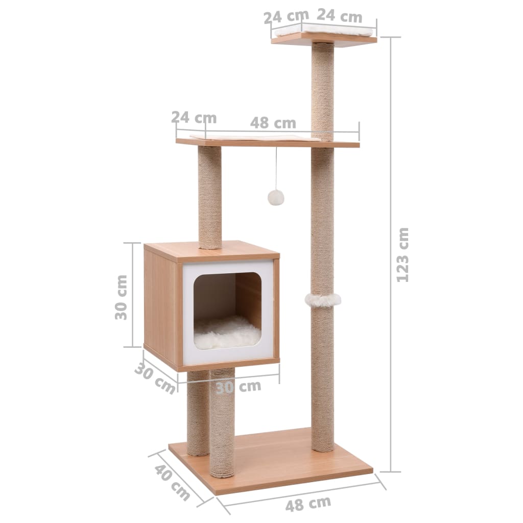 Árvore para gatos c/ tapete arranhador sisal 123 cm