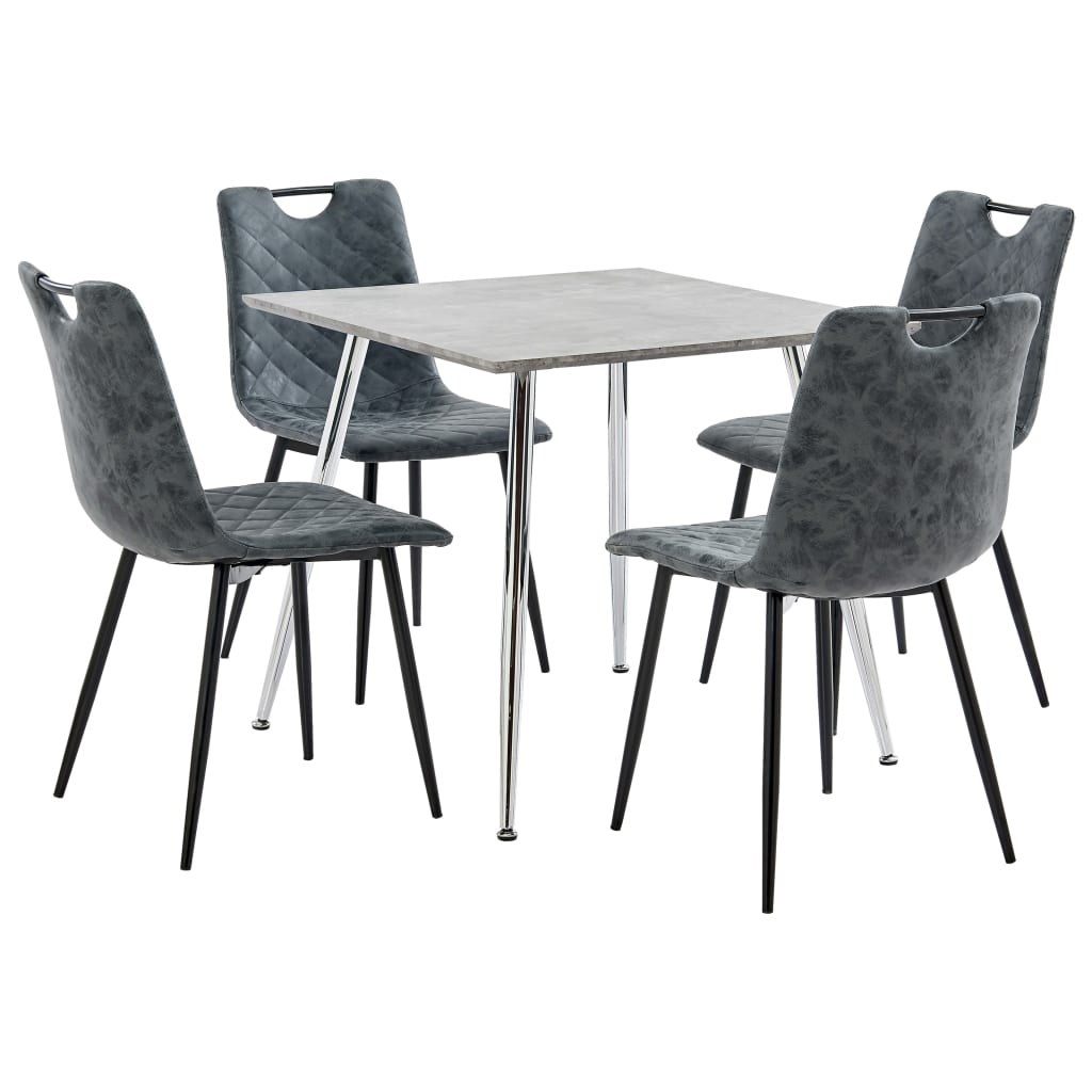 5 pcs conjunto de jantar couro artificial cinzento-claro