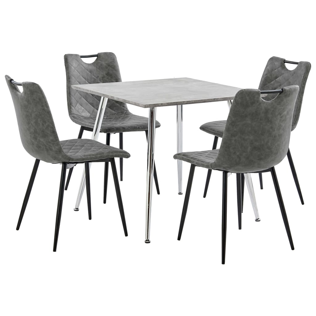 5 pcs conjunto de jantar couro artificial cinzento-claro