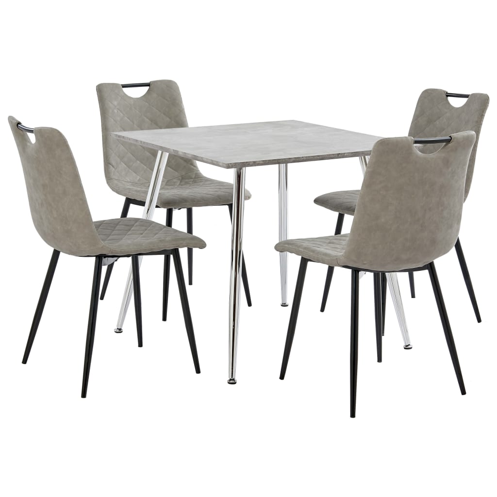 5 pcs conjunto de jantar couro artificial cinzento-claro