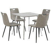 5 pcs conjunto de jantar couro artificial cinzento-claro