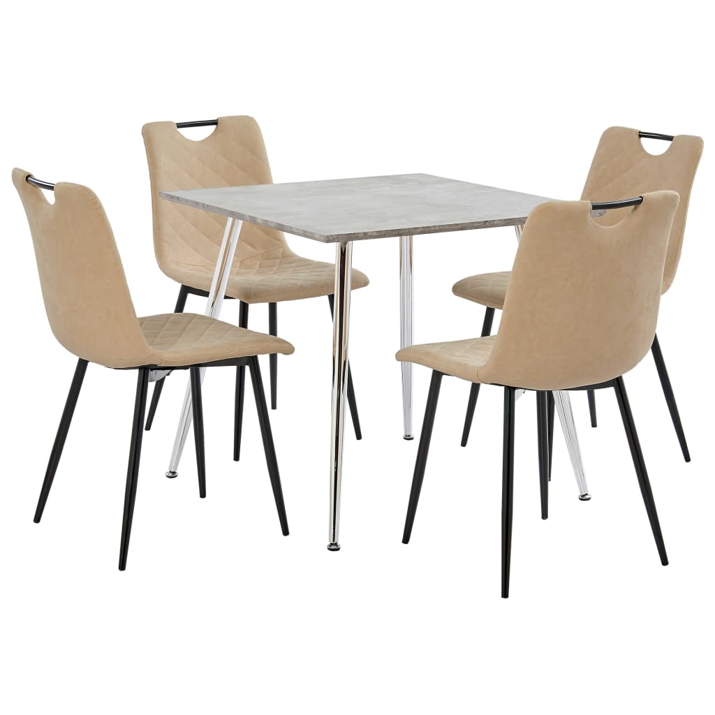 5 pcs conjunto de jantar couro artificial cinzento-claro