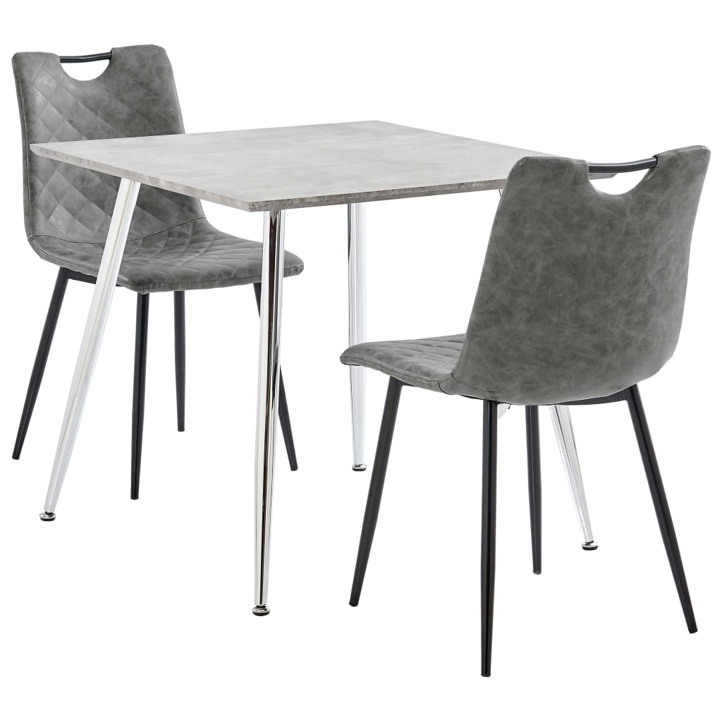 5 pcs conjunto de jantar couro artificial cinzento-claro