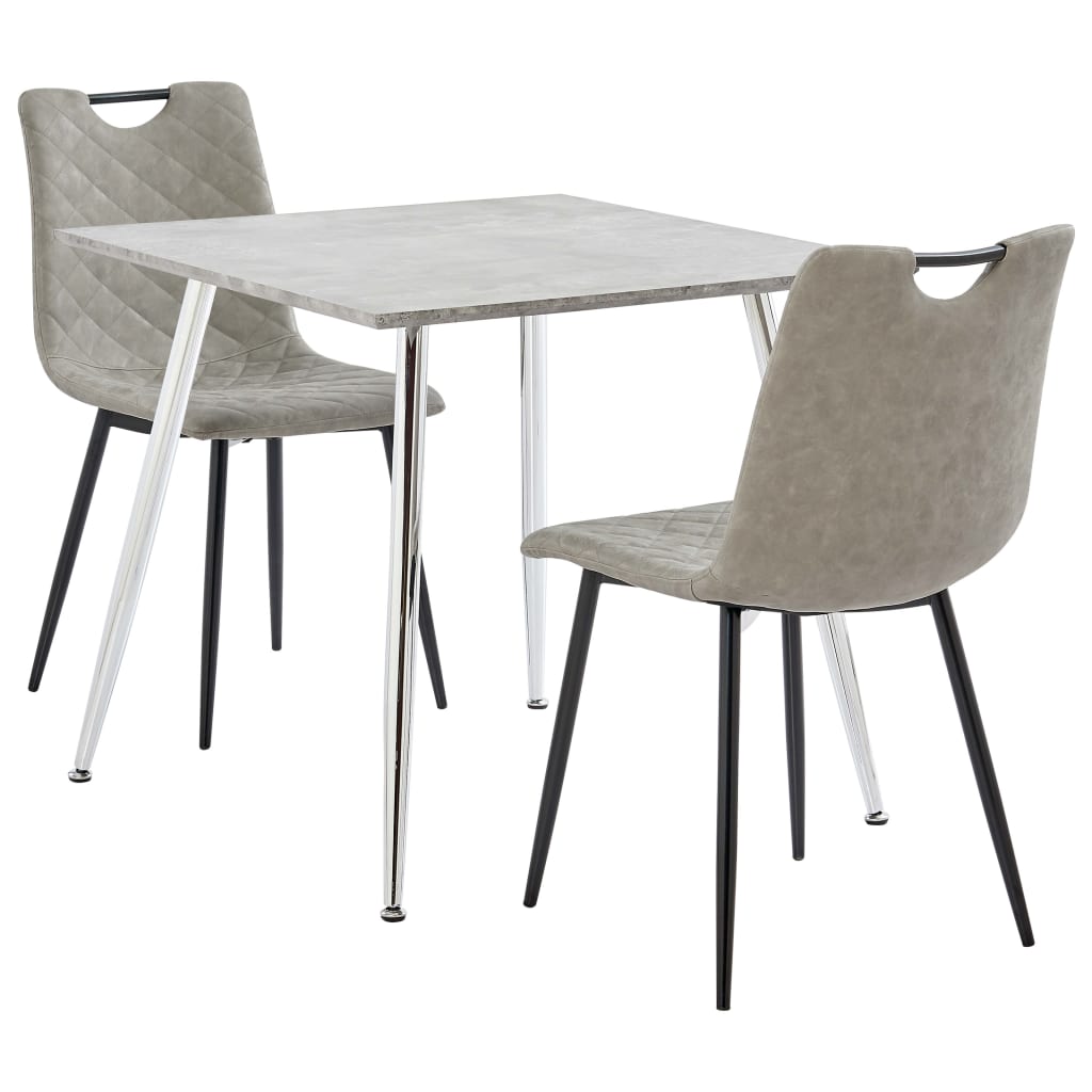 5 pcs conjunto de jantar couro artificial cinzento-claro