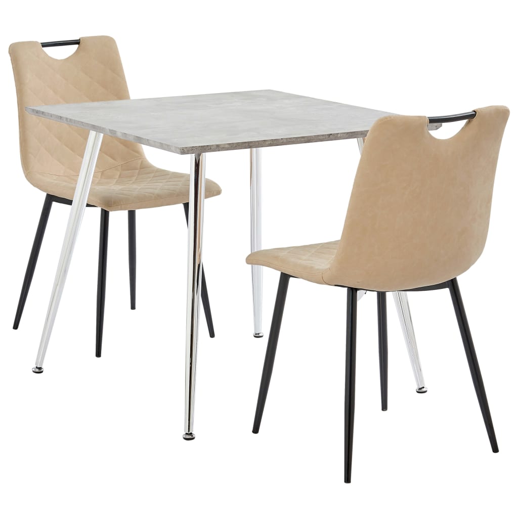 5 pcs conjunto de jantar couro artificial cinzento-claro