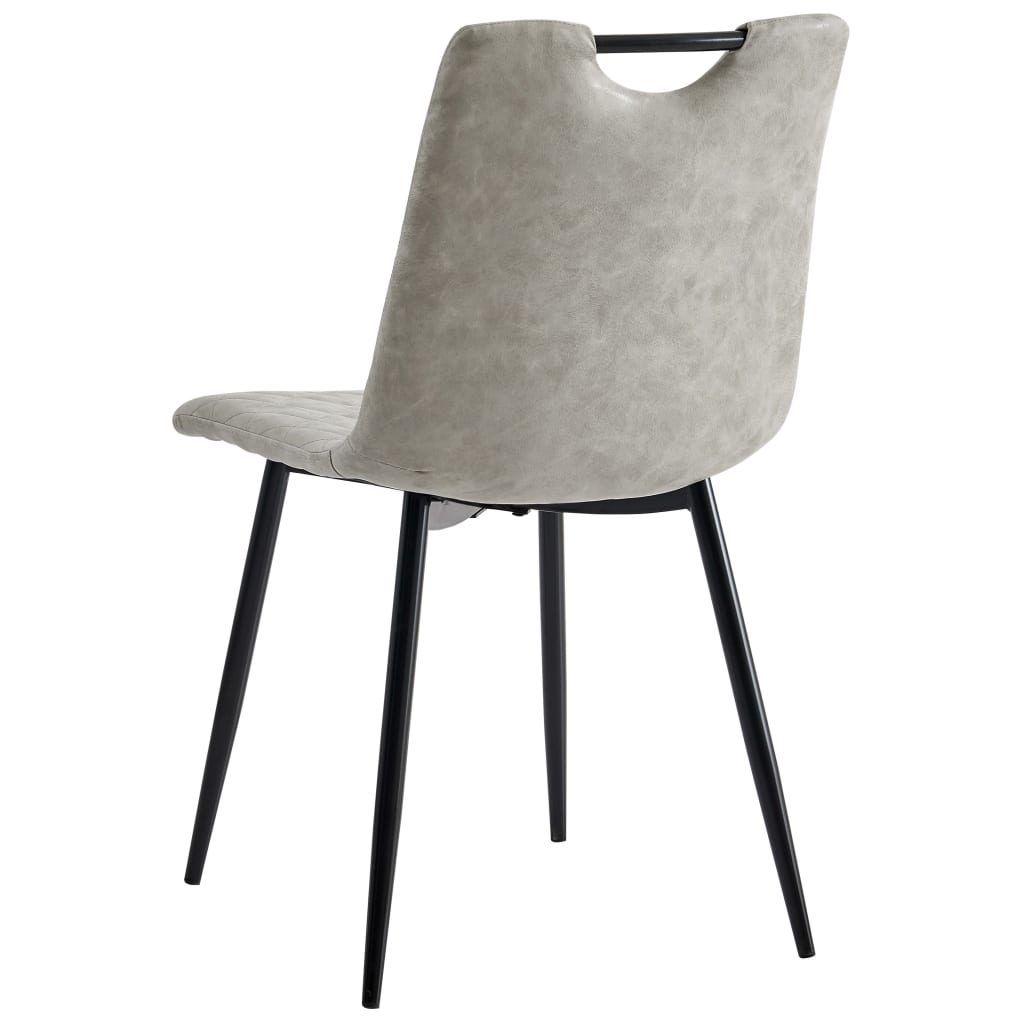 5 pcs conjunto de jantar couro artificial cinzento-claro