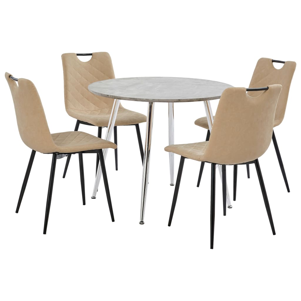 5 pcs conjunto de jantar couro artificial cinzento-claro