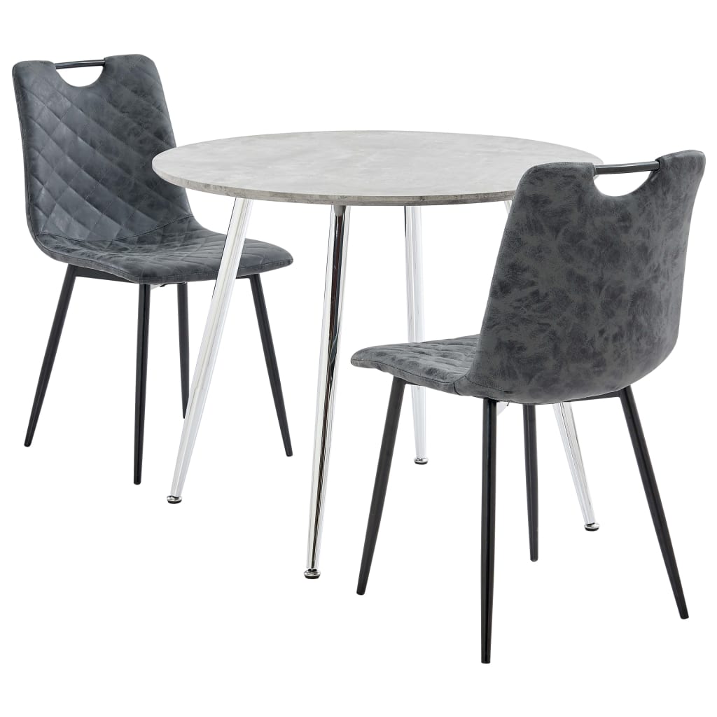 5 pcs conjunto de jantar couro artificial cinzento-claro