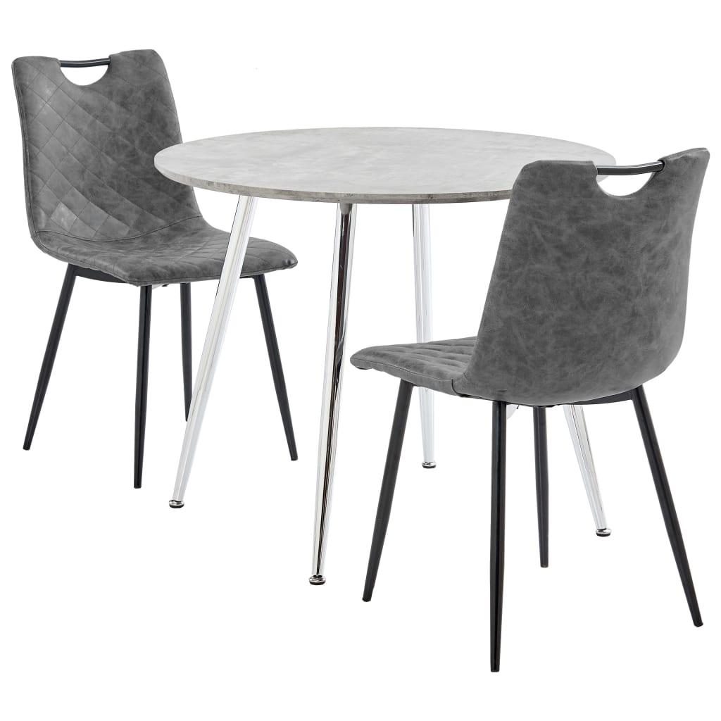 5 pcs conjunto de jantar couro artificial cinzento-claro