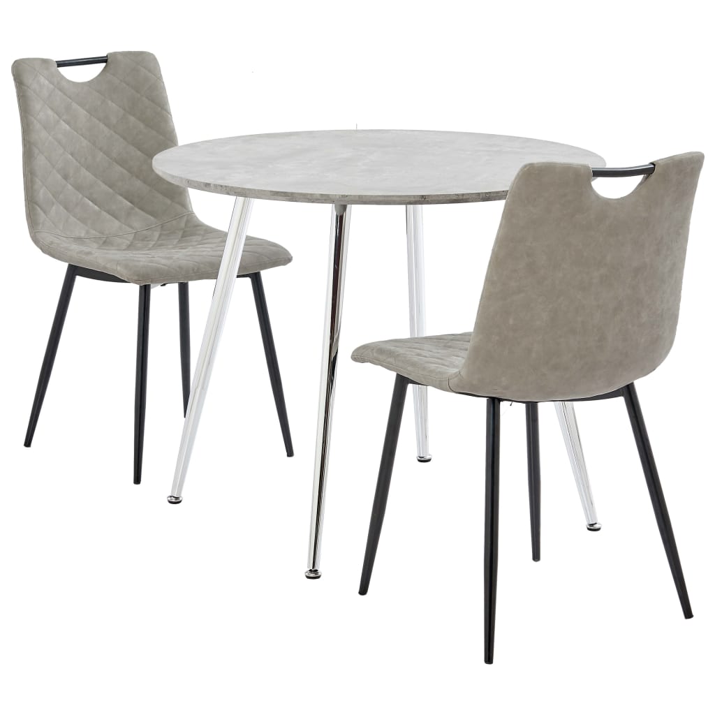 5 pcs conjunto de jantar couro artificial cinzento-claro