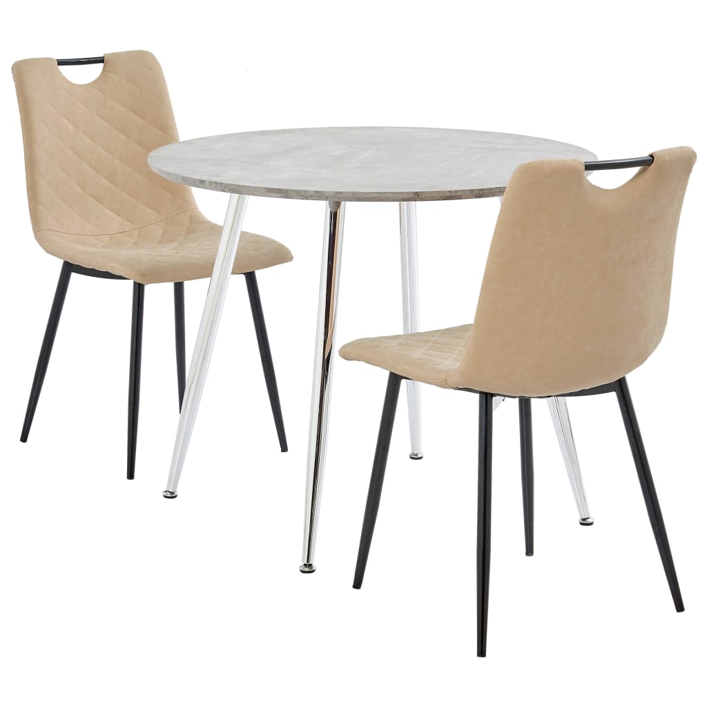 5 pcs conjunto de jantar couro artificial cinzento-claro