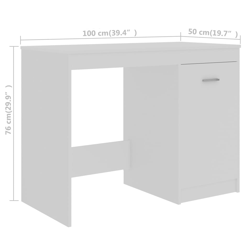 Secretária 140x50x76 cm contraplacado branco brilhante
