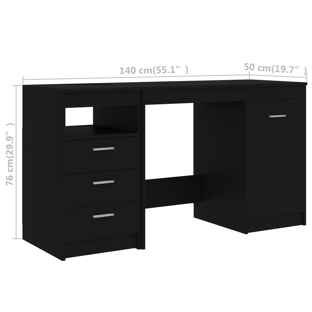 Secretária 140x50x76 cm contraplacado branco brilhante