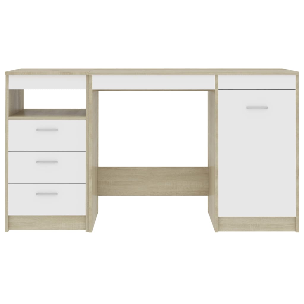 Secretária 140x50x76 cm contraplacado branco brilhante