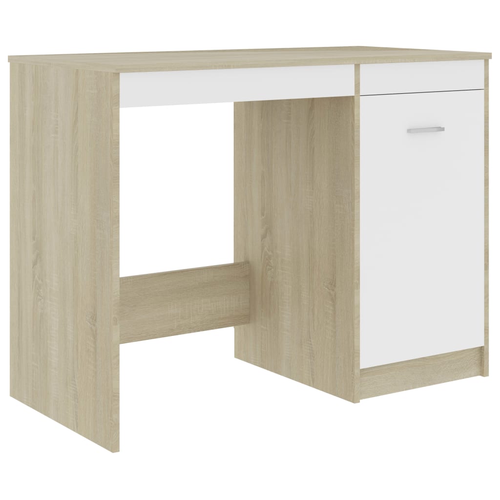 Secretária 140x50x76 cm contraplacado branco brilhante