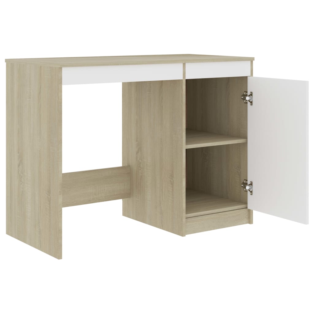 Secretária 140x50x76 cm contraplacado branco brilhante