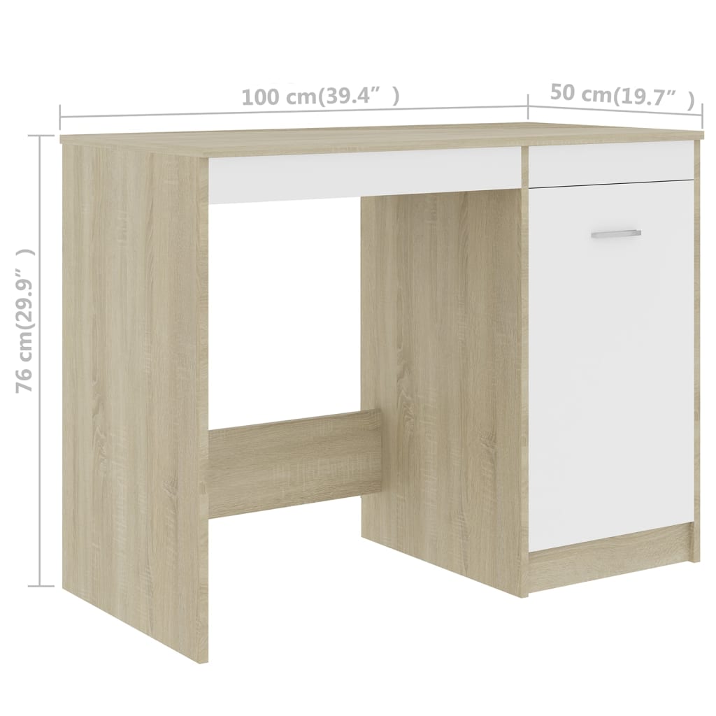 Secretária 140x50x76 cm contraplacado branco brilhante