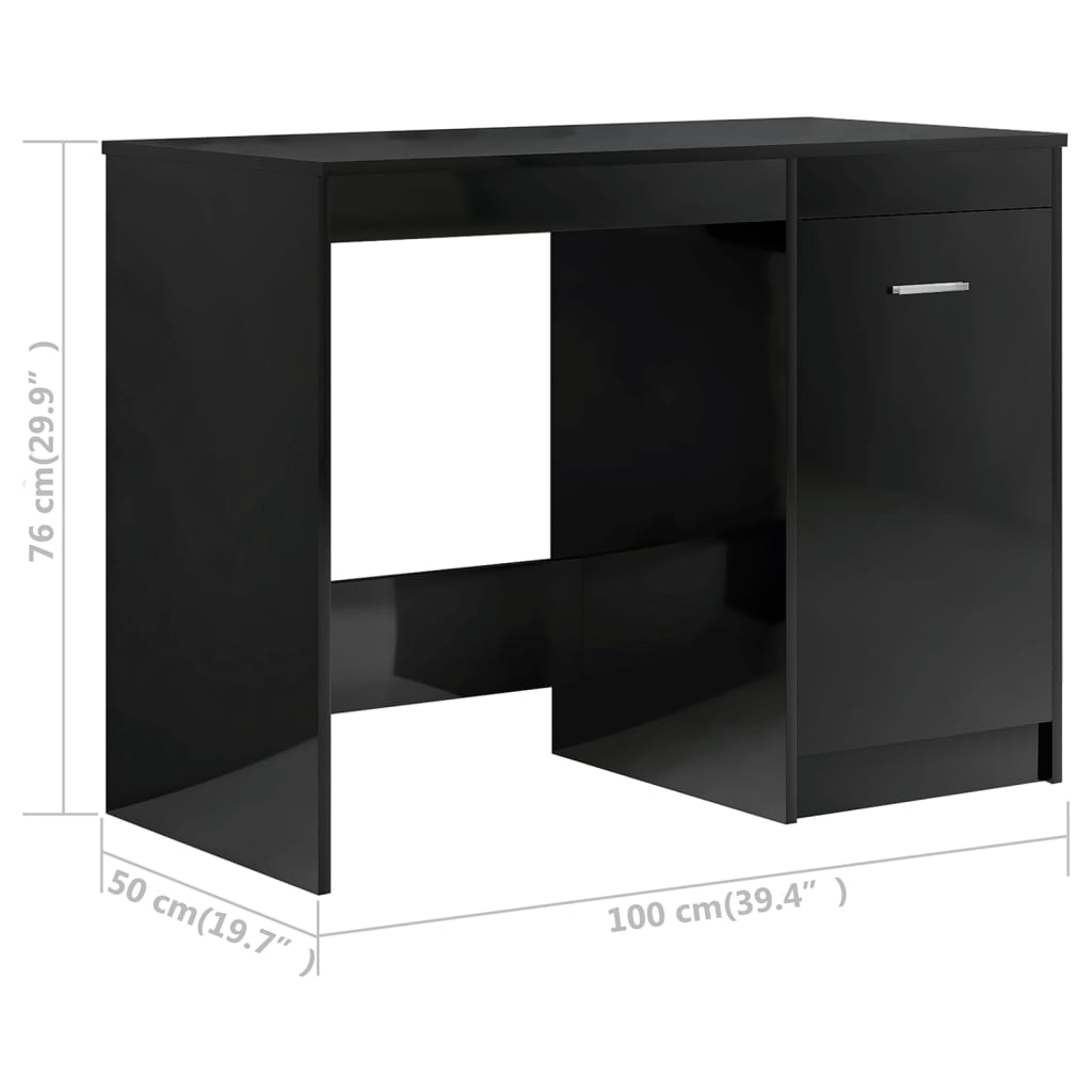 Secretária 140x50x76 cm contraplacado branco brilhante
