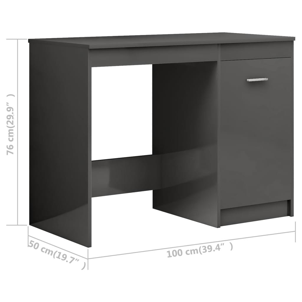 Secretária 140x50x76 cm contraplacado branco brilhante
