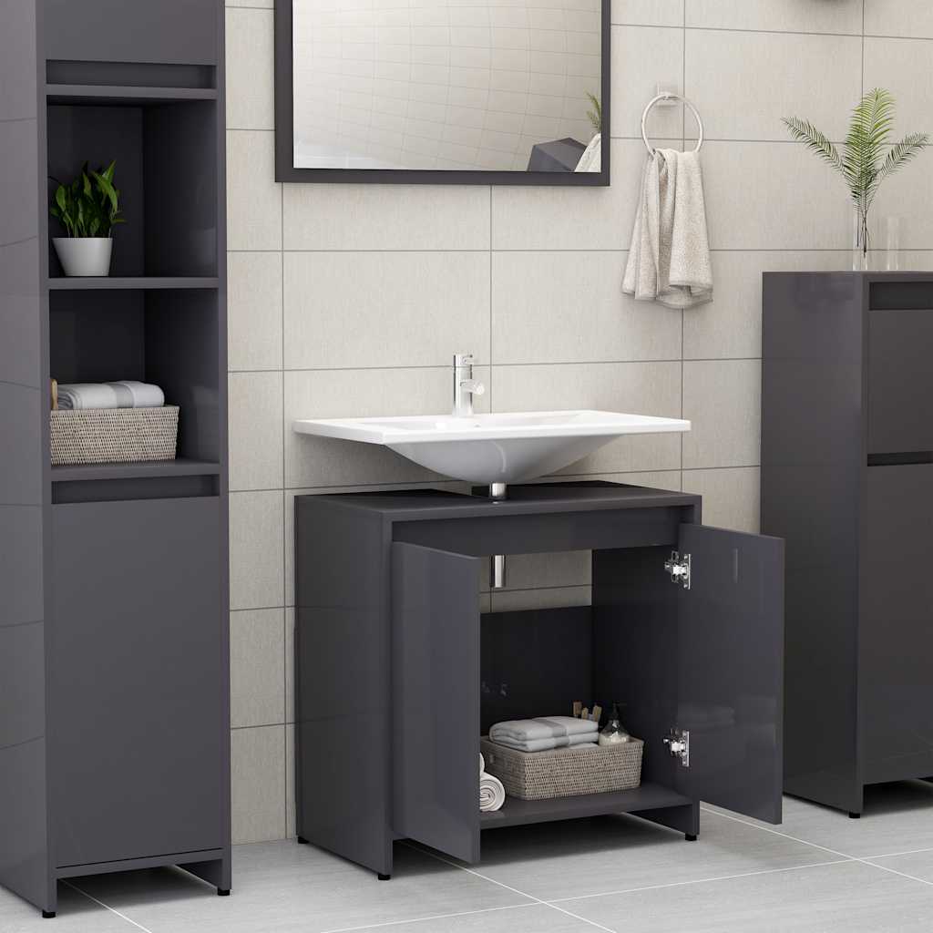 Armário casa de banho 60x33x61 cm contrapl. branco brilhante