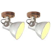 2 pcs Candeeiros parede/teto indust. 20x25 cm E27 prateado