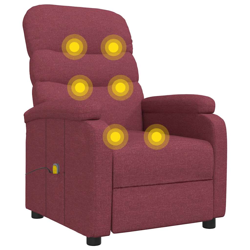 Poltrona de massagens elétrica reclinável tecido vermelho tinto