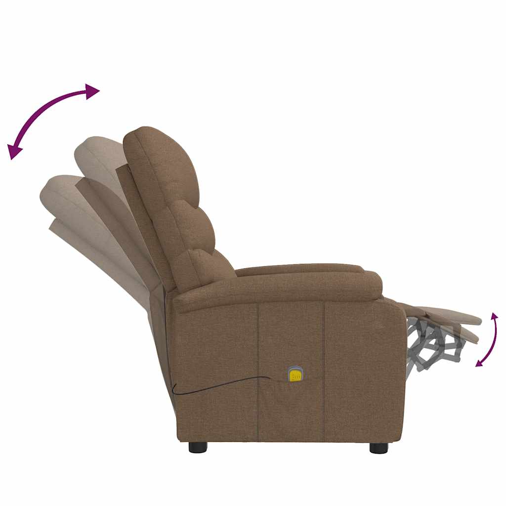 Poltrona de massagens reclinável tecido castanho