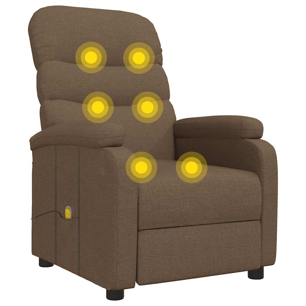 Poltrona de massagens reclinável tecido castanho
