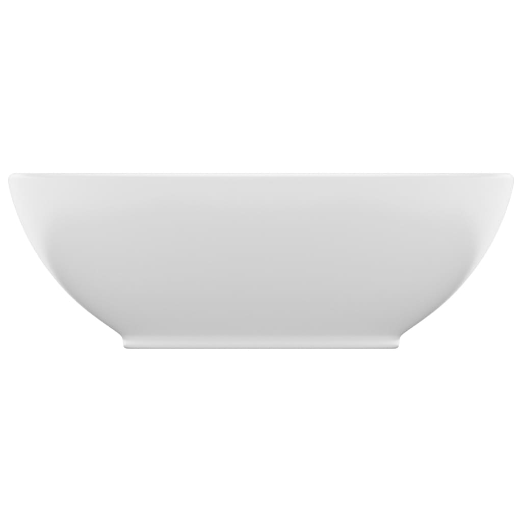 Lavatório luxuoso formato oval 40x33 cm cerâmica branco mate