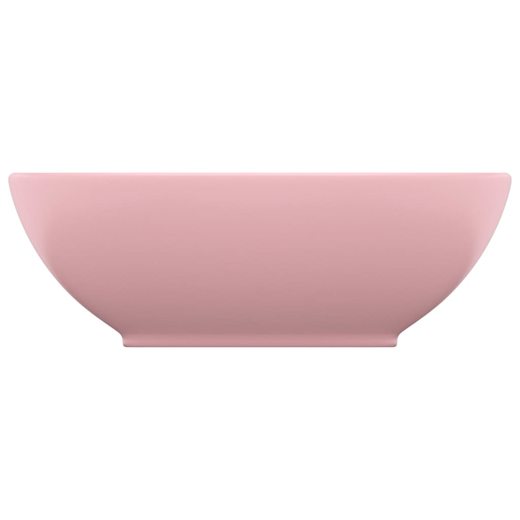 Lavatório luxuoso formato oval 40x33 cm cerâmica rosa mate