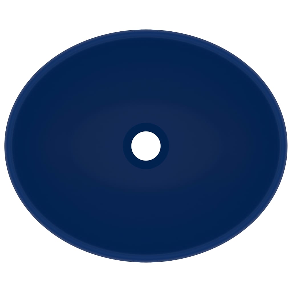Lavatório luxuoso oval 40x33cm cerâmica azul-escuro mate