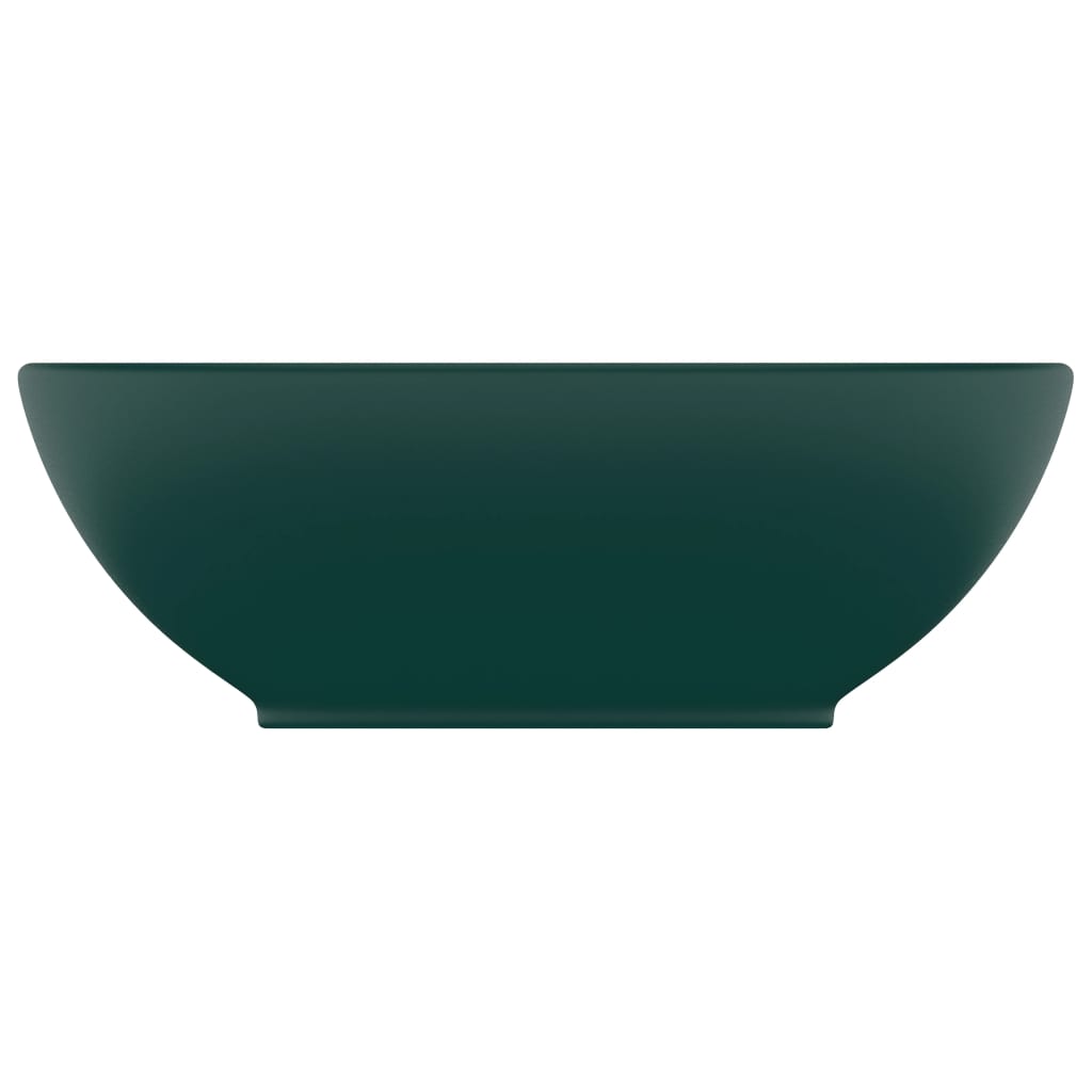 Lavatório luxuoso oval 40x33cm cerâmica verde-escuro mate