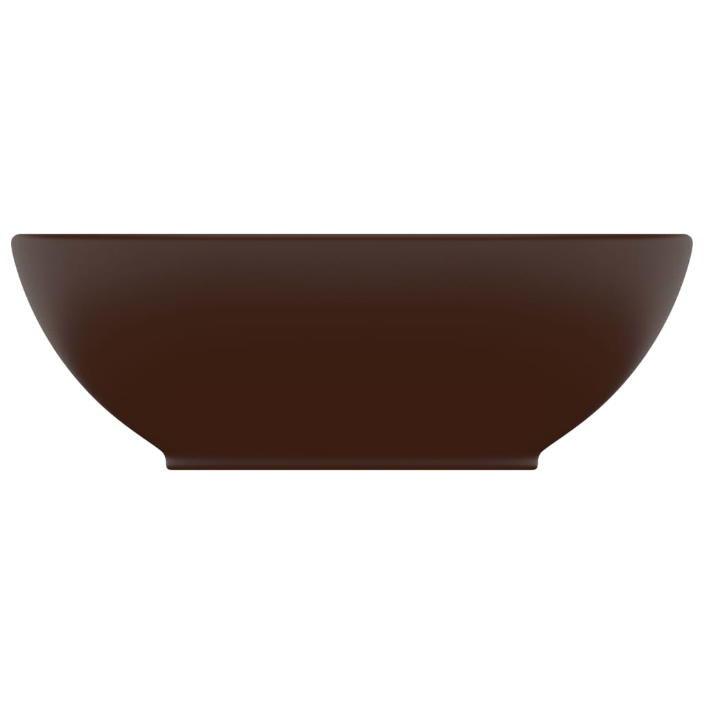Lavatório luxuoso oval 40x33cm cerâmica castanho-escuro mate