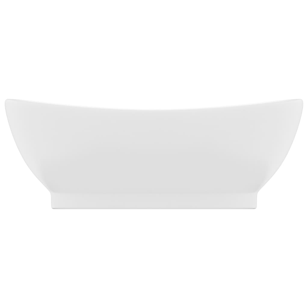 Lavatório luxuoso oval 58,5x39 cm cerâmica branco mate