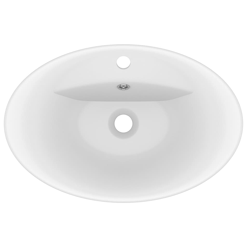 Lavatório luxuoso oval 58,5x39 cm cerâmica branco mate