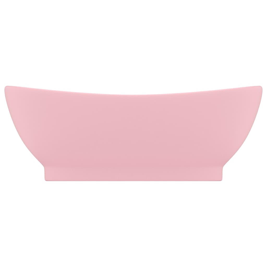 Lavatório luxuoso oval 58,5x39 cm cerâmica rosa mate