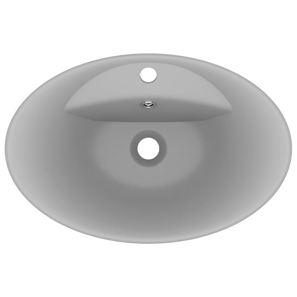 Lavatório luxuoso oval 58,5x39 cm cerâmica cinza-claro mate
