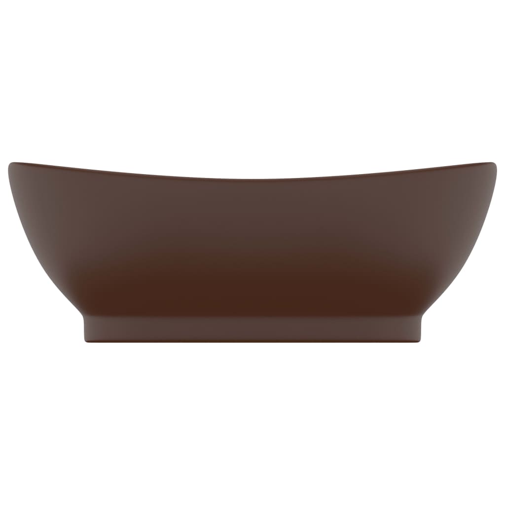 Lavatório luxuoso oval 58,5x39 cm cerâmica castanho-escuro mate