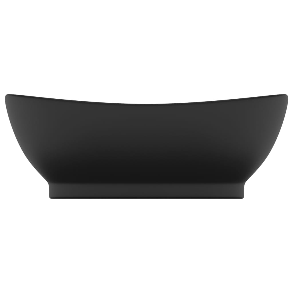 Lavatório luxuoso oval 58,5x39 cm cerâmica preto mate