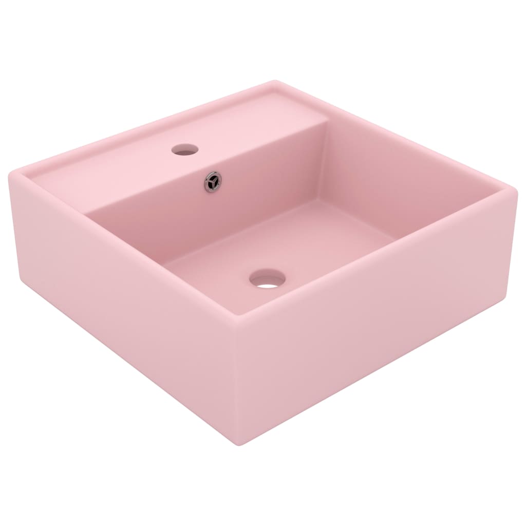 Lavatório luxuoso quadrado 41x41 cm cerâmica rosa mate