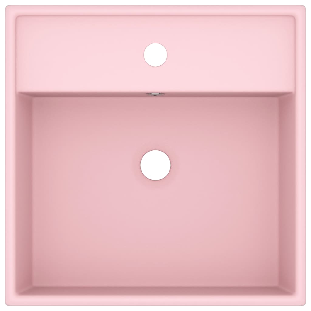 Lavatório luxuoso quadrado 41x41 cm cerâmica rosa mate