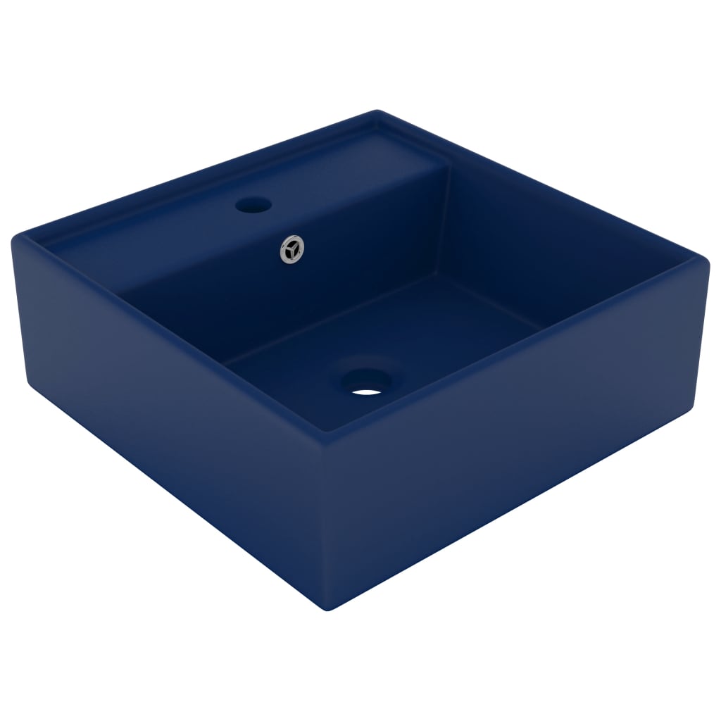 Lavatório luxuoso quadrado 41x41 cm cerâmica azul-escuro mate